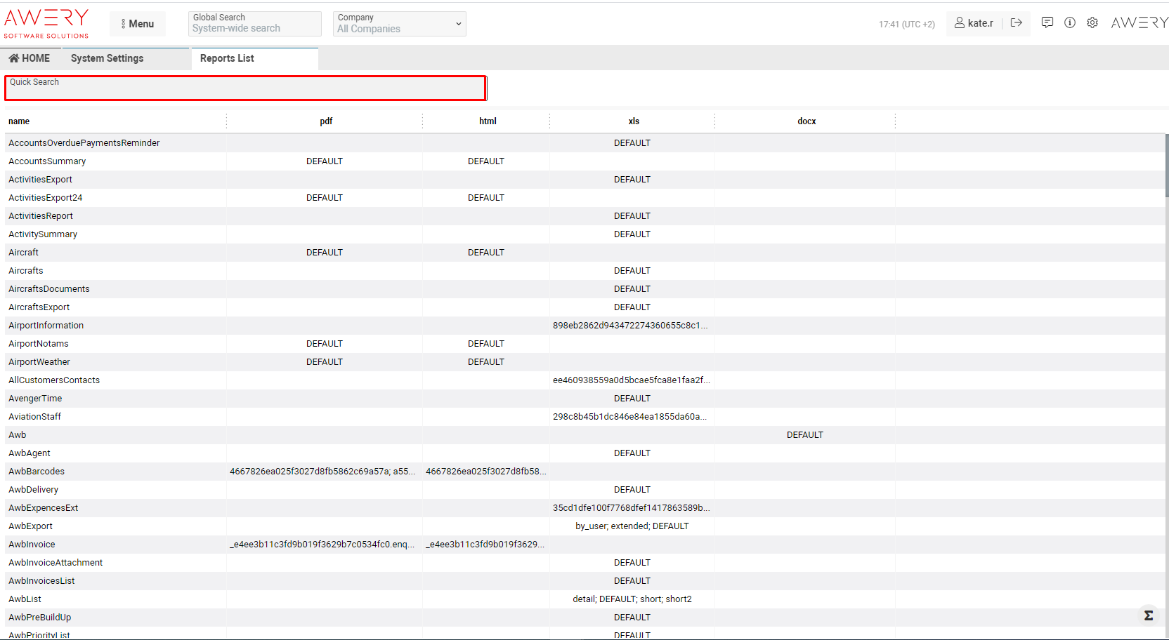 Report list